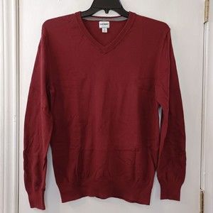 Old Navy Women's Size Medium Long Sleeve Pullover Knit Solid V Sweater Burgundy